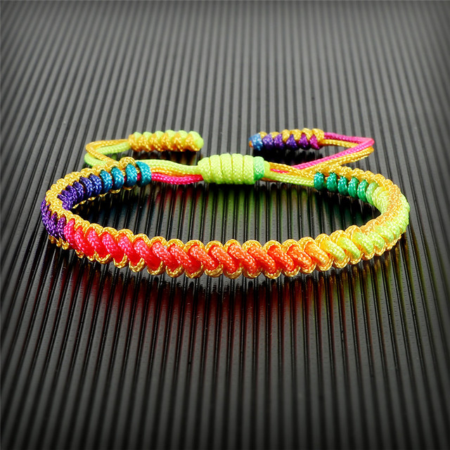 Bransoletka pleciona ręcznie 16 kolorów Rainbow Rope pleciona tybetańska - regulowana, unisex - Wianko - 25