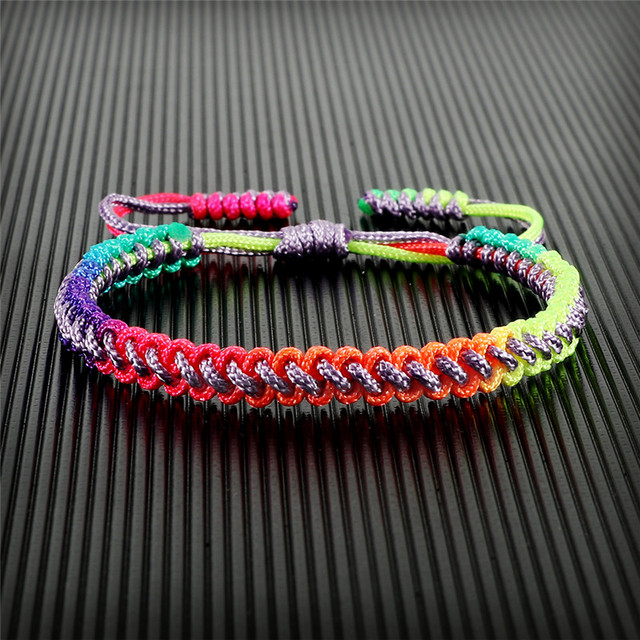 Bransoletka pleciona ręcznie 16 kolorów Rainbow Rope pleciona tybetańska - regulowana, unisex - Wianko - 20