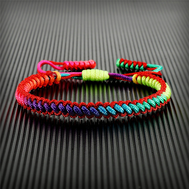 Bransoletka pleciona ręcznie 16 kolorów Rainbow Rope pleciona tybetańska - regulowana, unisex - Wianko - 21