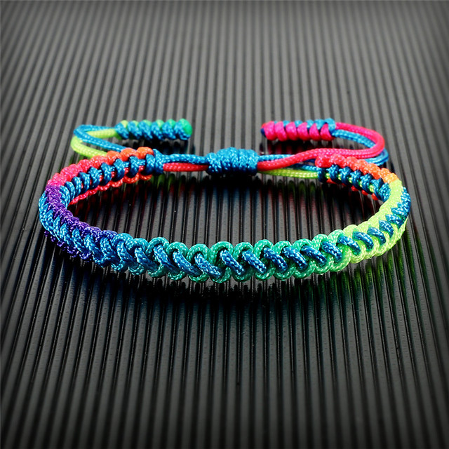 Bransoletka pleciona ręcznie 16 kolorów Rainbow Rope pleciona tybetańska - regulowana, unisex - Wianko - 23