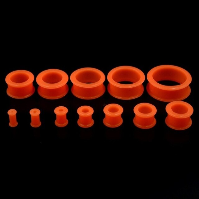 110 sztuk/partia silikonowych elastycznych podwójnych t tuneli, 3mm-20mm, czarne/czerwone/niebieskie/pomarańczowe, rozszerzacze do uszu w hurtowych ilościach - Wianko - 3