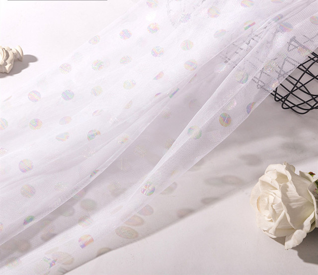 Tiul koronkowy Polka Dot 18 mm 2 jardy - tęczowa, kolorowa, miękka tkanina przerywana dla majsterkowiczów, sukienek ślubnych, welonów i tutu - Wianko - 9