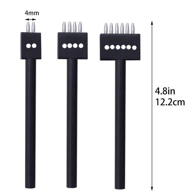 Perforator skórzany RORGETO 4mm, czarne, okrągłe, 2/4/6 otwory - Wianko - 2