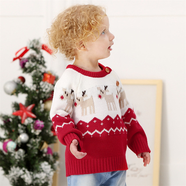 Koreański dziecięcy sweter z dzianiny bożonarodzeniowy dla chłopców i dziewcząt w stylu jesienno-zimowy - Wianko - 12