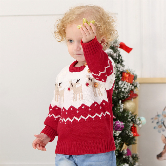 Koreański dziecięcy sweter z dzianiny bożonarodzeniowy dla chłopców i dziewcząt w stylu jesienno-zimowy - Wianko - 13