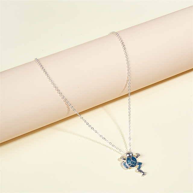 Naszyjnik z wisiorkiem żaby - urocza biżuteria z kreskówkowym motywem przezroczysty kryształ damskie halloween prezenty - Wianko - 7