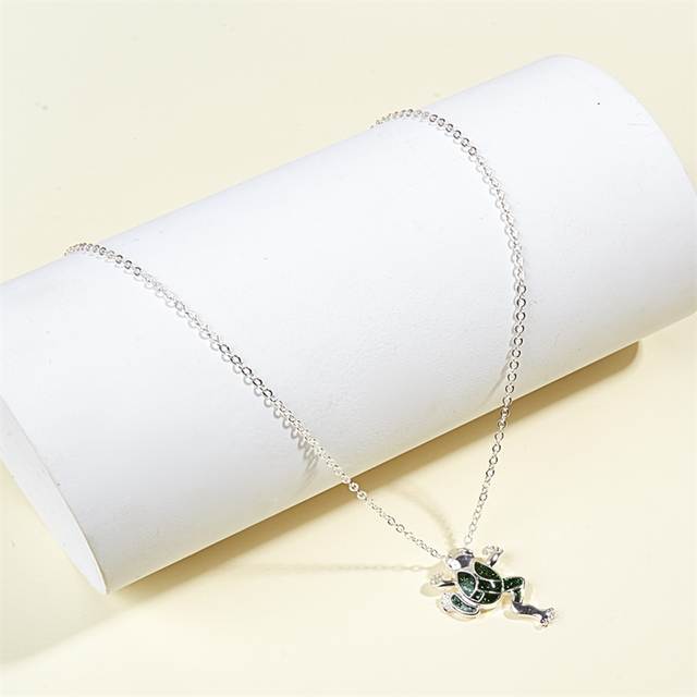Naszyjnik z wisiorkiem żaby - urocza biżuteria z kreskówkowym motywem przezroczysty kryształ damskie halloween prezenty - Wianko - 8
