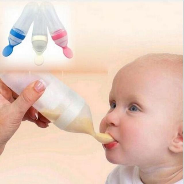Silikonowa butelka do karmienia dziecka z łyżeczką, 90 ml, idealna dla noworodków, suplement diety ryż zboże, bezpieczna i praktyczna - Wianko - 1