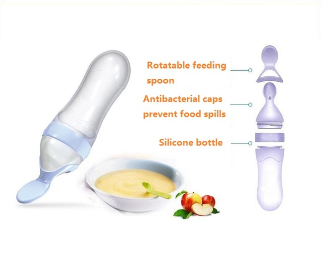 Silikonowa butelka do karmienia dziecka z łyżeczką, 90 ml, idealna dla noworodków, suplement diety ryż zboże, bezpieczna i praktyczna - Wianko - 5