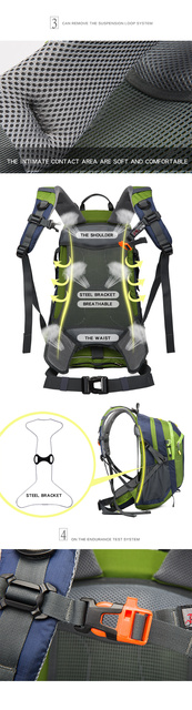 Plecak wspinaczkowy BOWTAC Terenowa Torba Turystyczna Nylonowa - Wodoodporne, Oddychające, Deszczoodporne, Odporna na Pęknięcia - Doskonała dla Outdoor Camping Hiking i Jazdy Konnej - Wianko - 10