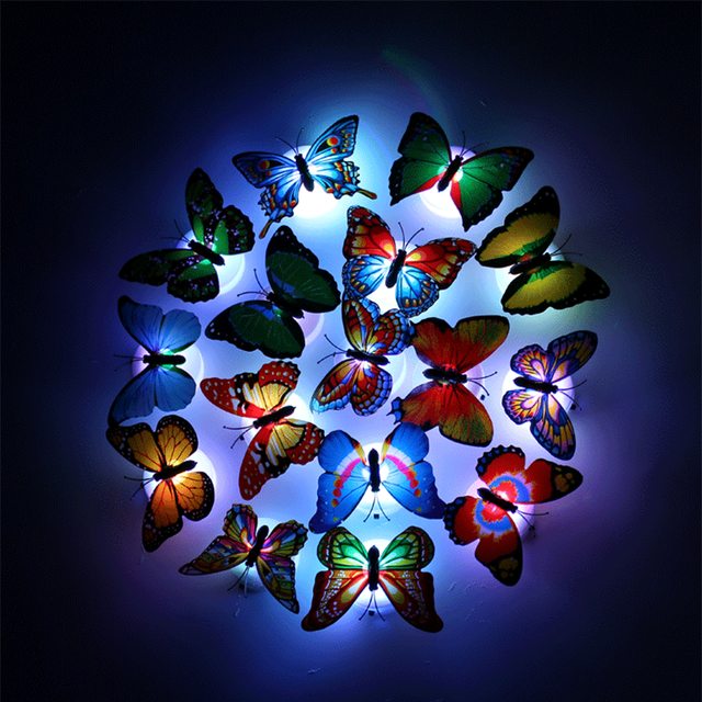 Lampa naklejka ścienna motyl LED zmieniający kolory - dekoracja domowa na przyjęcie weselne dzieci prezenty - Wianko - 9