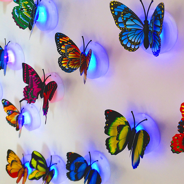 Lampa naklejka ścienna motyl LED zmieniający kolory - dekoracja domowa na przyjęcie weselne dzieci prezenty - Wianko - 8