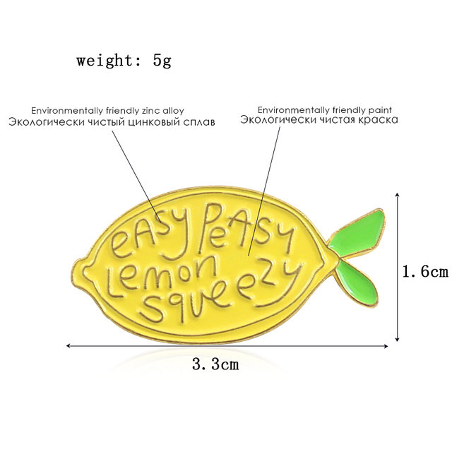 Broszka żółta cytryna emalia szpilki z serii kreatywnych owocowych prezentów energicznie zachęcających dla przyjaciół i kochanków - Wianko - 1
