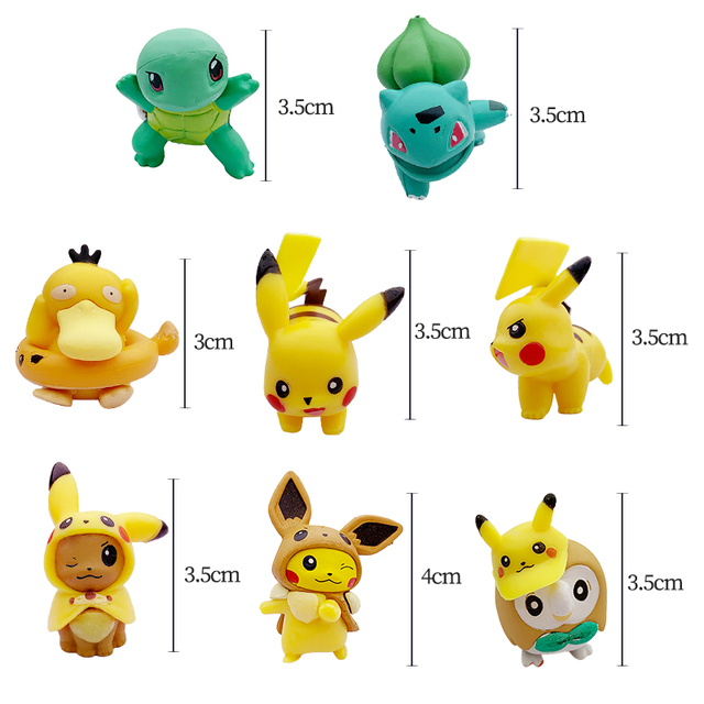 Zestaw 8 figurek Pokemon Anime: Bulbasaur Rowlet Psyduck Pikachu Squirtle Go Ball - prezent świąteczny dla dzieci - Wianko - 6