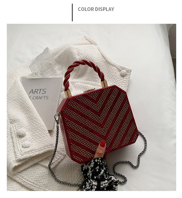 Luksusowa torebka na ramię z diamentowym wzorem i eleganckim łańcuszkiem dla kobiet - wieczorowa torebka ślubna - Wianko - 23