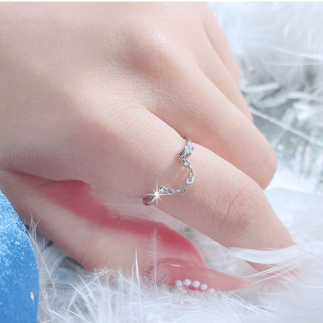 Czarny anioł - elegancki pierścień otwarty z fioletowym turmalinem, wykonany z nowego srebra 925 dla kobiet - Wianko - 12