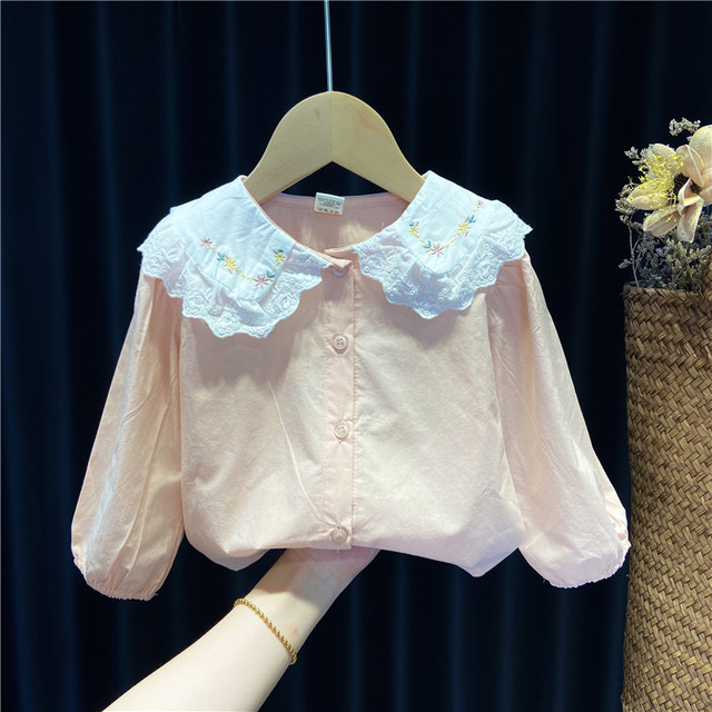 Bawełniana bluzka z długim rękawem dla dziewczynki - maluch, biała, hafty koronkowe - Wianko - 7