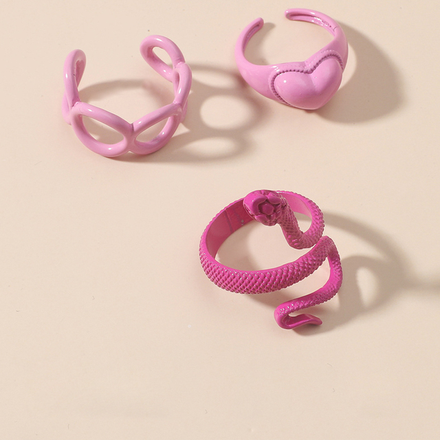 Nowość 2021! Pierścień węża w stylu boho z regulowanym pierścieniem otwierającym dla kobiet - różowy (1/3 szt.) - Wianko - 2