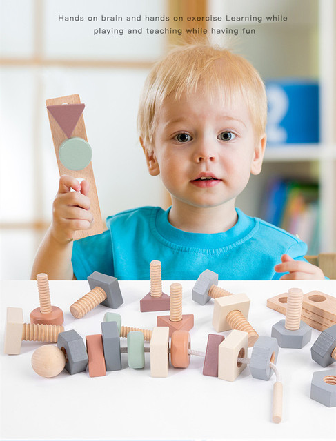 Wczesna edukacja Montessori - klocki do skręcania geometryczne kształty - Wianko - 2