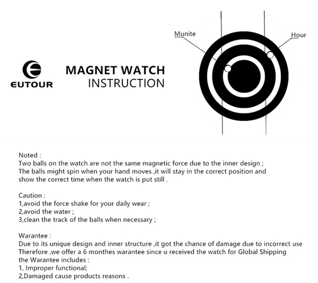 EUTOUR Zegarek Mężczyźni Magnetyczny Kwarcowy Wodoodporny Casual Moda Balowa - Wianko - 16