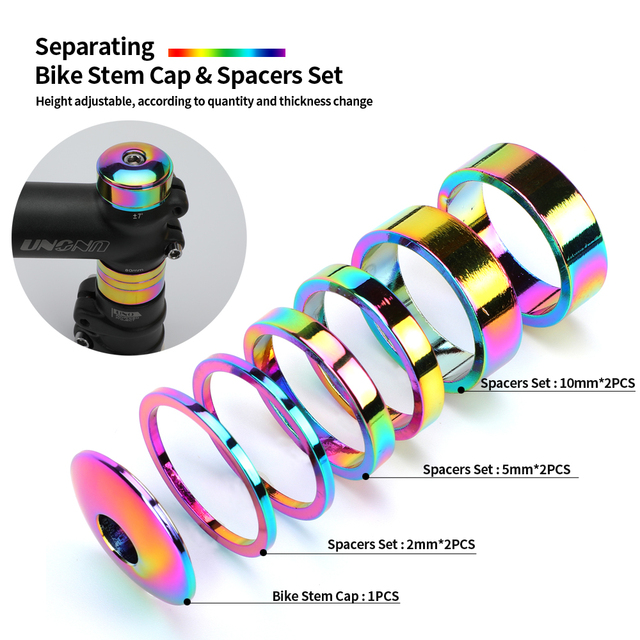 Zestaw dystansowych podkładek i pokryw do słuchawek rowerowych - Ultralight, aluminiowe, 2mm/5mm/10mm, 4-6 sztuk - Wianko - 3