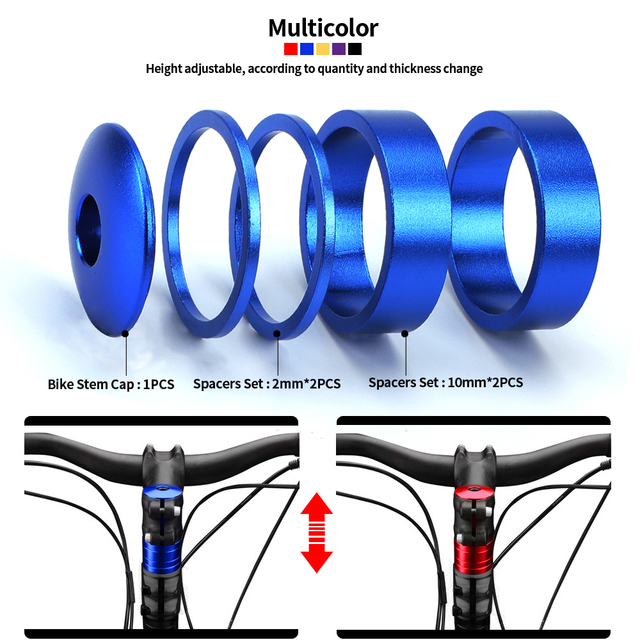Zestaw dystansowych podkładek i pokryw do słuchawek rowerowych - Ultralight, aluminiowe, 2mm/5mm/10mm, 4-6 sztuk - Wianko - 4