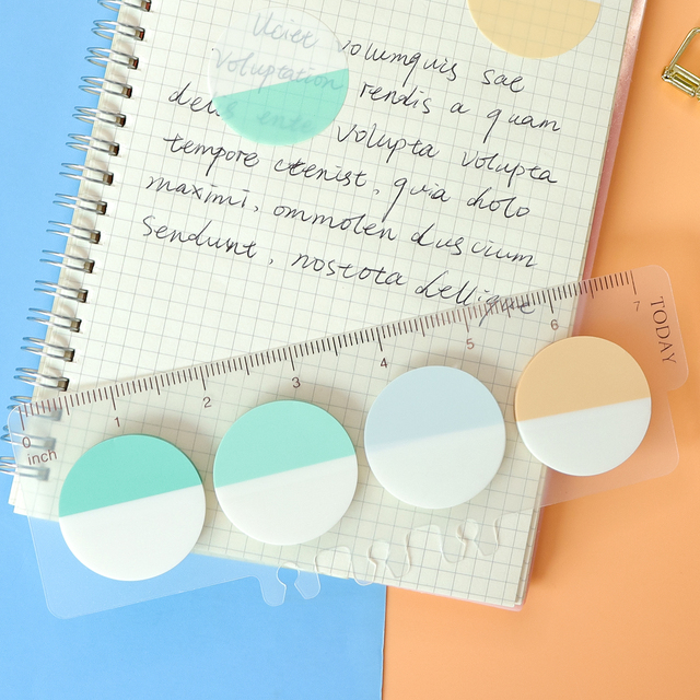 Kolorowe okrągłe karteczki samoprzylepne z grzybkową klamrą - kompaktowe i wygodne notatniki Straightedge School Creative Memo - Wianko - 4