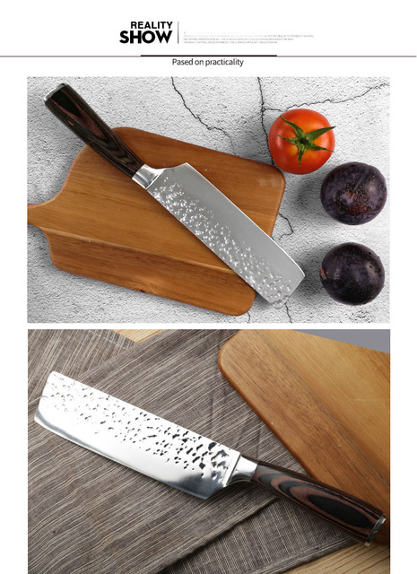 Nóż szefa kuchni Liang Da 7 cali, ostry tasak do krojenia, stal nierdzewna, ergonomiczny, japoński Santoku - Wianko - 10