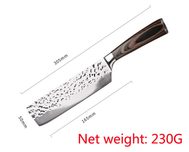 Nóż szefa kuchni Liang Da 7 cali, ostry tasak do krojenia, stal nierdzewna, ergonomiczny, japoński Santoku - Wianko - 5