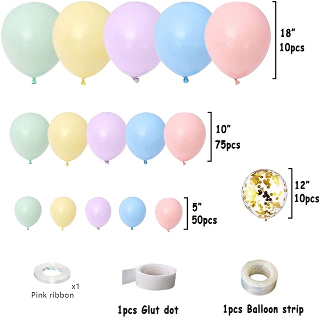 Balonowy girlanda łukowa w pastelowych kolorach - 148 sztuk, idealna dekoracja na Baby Shower, urodziny i inne romantyczne okazje - Wianko - 4