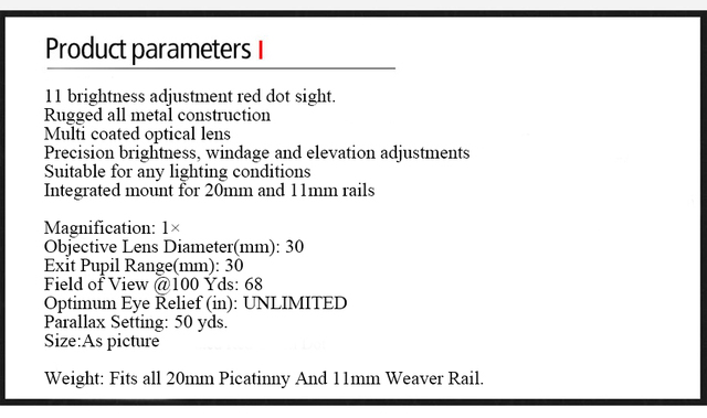 Lornetka karabinowa 1x40 Red Dot zielona czerwona kropka kolimator 11mm/20mm Rail Airsoft polowanie - Wianko - 11