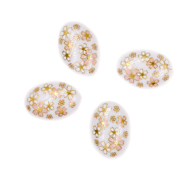 Białe japońskie obrazy - koraliki owalne, retro, wzór kwiatowy, 20x29mm, 5 sztuk - Wianko - 3