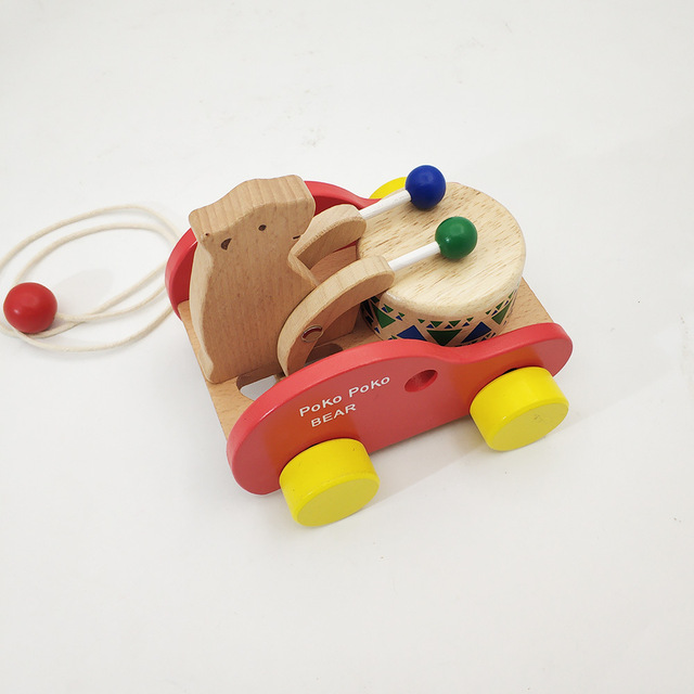 Instrument muzyczny Orff - drewno bukowe niedźwiedź bęben - wózek Push-pull - Wianko - 6