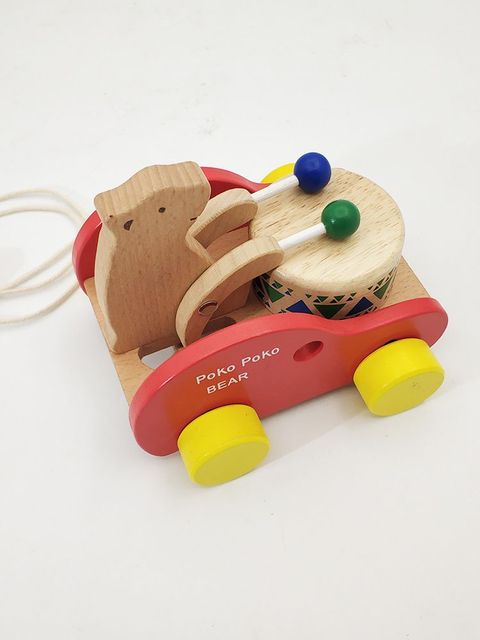Instrument muzyczny Orff - drewno bukowe niedźwiedź bęben - wózek Push-pull - Wianko - 1