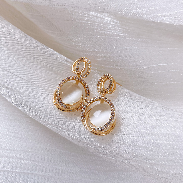 Kolczyki Opal złożone, złote ze sztyftem dla kobiet, biżuteria koreańska na wesele, luksusowe i niezwykłe KS697 - Wianko - 2