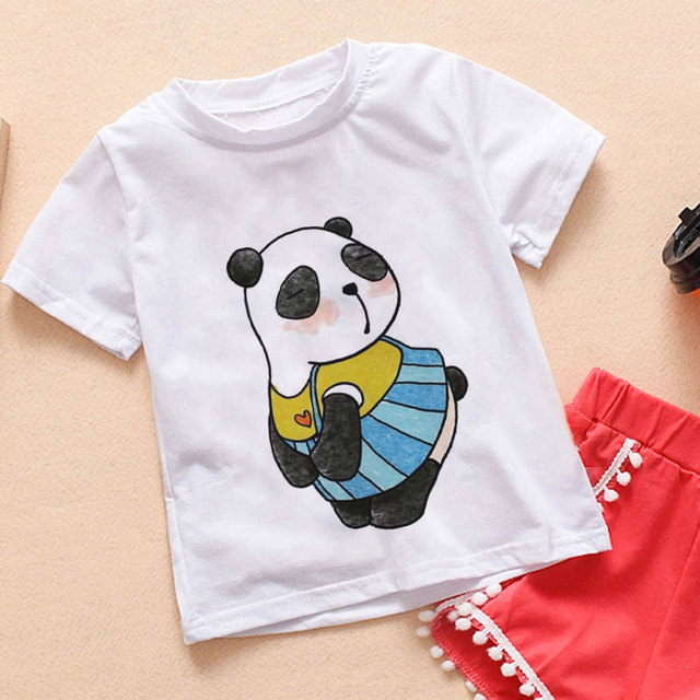 Letnia koszulka uniseks z nadrukiem jagnięcia i pandy, biały T-shirt z krótkim rękawem, casual fashion - Wianko - 3