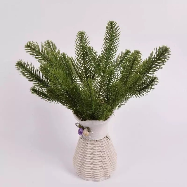 Sztuczne rośliny igła sosnowa - 10 sztuk plastikowe ozdoby świąteczne DIY dla dzieci i przyjęć noworocznych - Wianko - 5