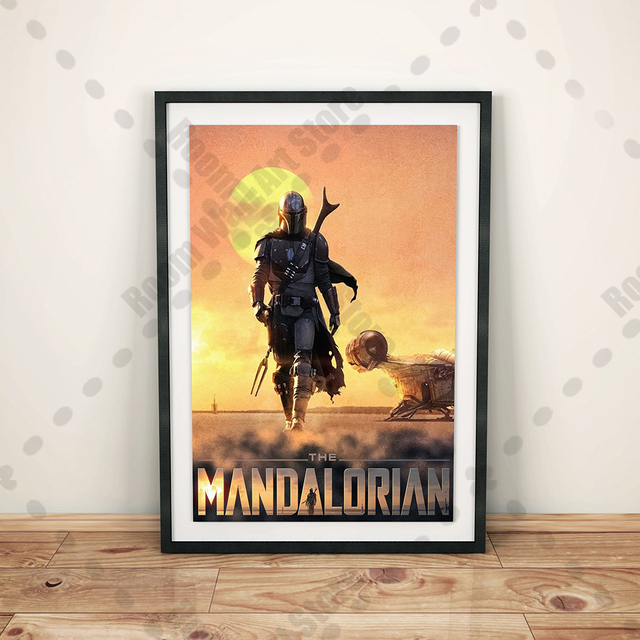 Plakat filmowy Mandalorian - Disney Gwiezdne Wojny - akwarela - płótno - malarstwo ścienne - sztuka - salon - chłopięcy pokój - dekoracje wnętrz - Wianko - 18