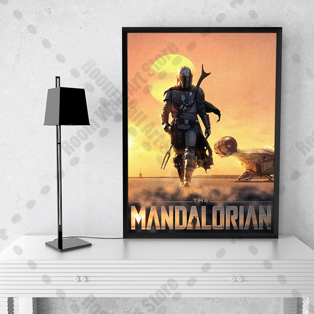 Plakat filmowy Mandalorian - Disney Gwiezdne Wojny - akwarela - płótno - malarstwo ścienne - sztuka - salon - chłopięcy pokój - dekoracje wnętrz - Wianko - 5