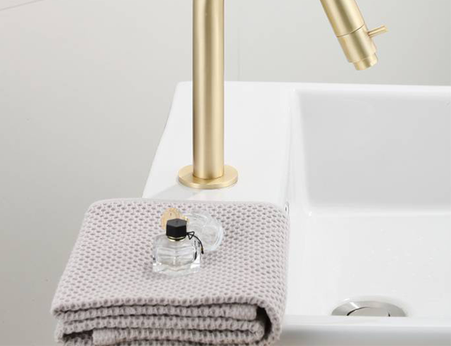 VEKE Bateria umywalkowa z mosiądzu, materiał miedziany w kolorze złota, pojedyncza zimna woda, kran do umywalki - Wianko - 3