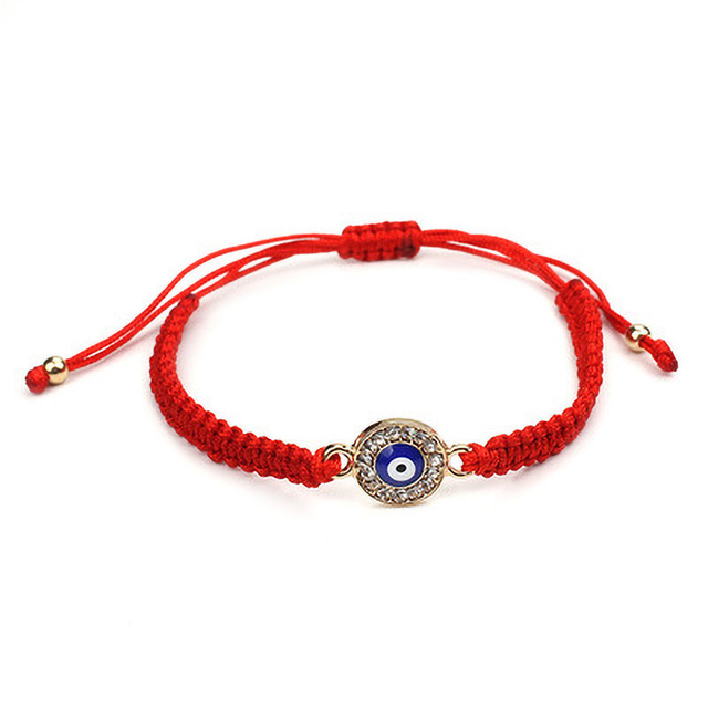 Bransoletka łańcuszkowa z czerwoną nicią i niebieskimi charmami Evil Eye, handmade, tureckie oko, ochronna biżuteria - Wianko - 7