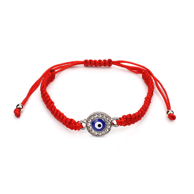 Bransoletka łańcuszkowa z czerwoną nicią i niebieskimi charmami Evil Eye, handmade, tureckie oko, ochronna biżuteria - Wianko - 8