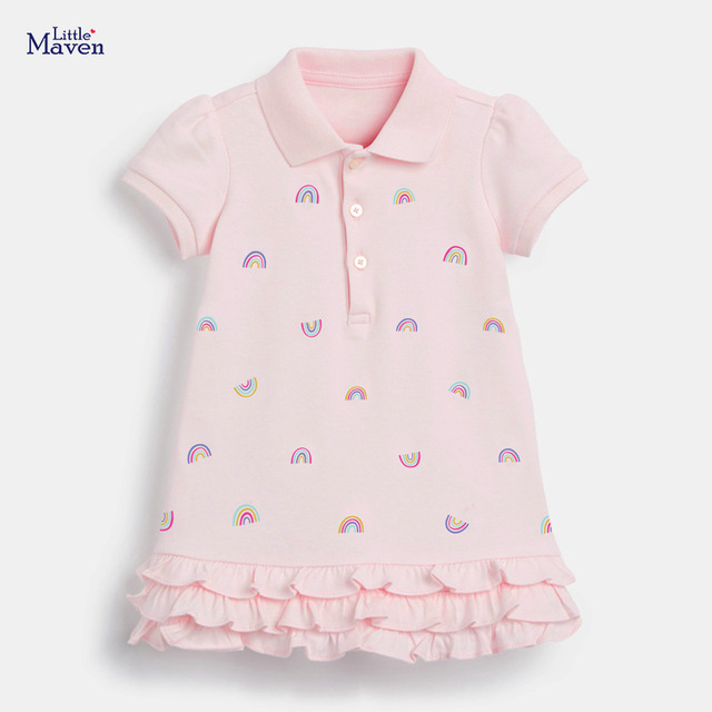2021 Sukienka letnia Little Maven dla dziewczynek 2-7 lat, wzór kolorowe kropki i tęcza - Wianko - 17
