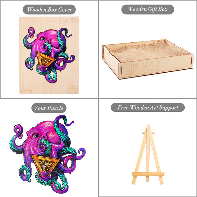 Kolorowe drewniane Puzzle Jigsaw Octopus - zestaw zabawek edukacyjnych dla dzieci i dorosłych - Wianko - 10