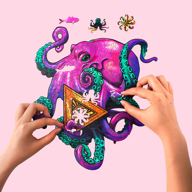 Kolorowe drewniane Puzzle Jigsaw Octopus - zestaw zabawek edukacyjnych dla dzieci i dorosłych - Wianko - 7