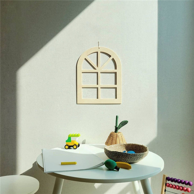 Drewniane puste okno z alfabetem - wystrój pokoju dziecka, dekoracja ściany domu - Wianko - 11