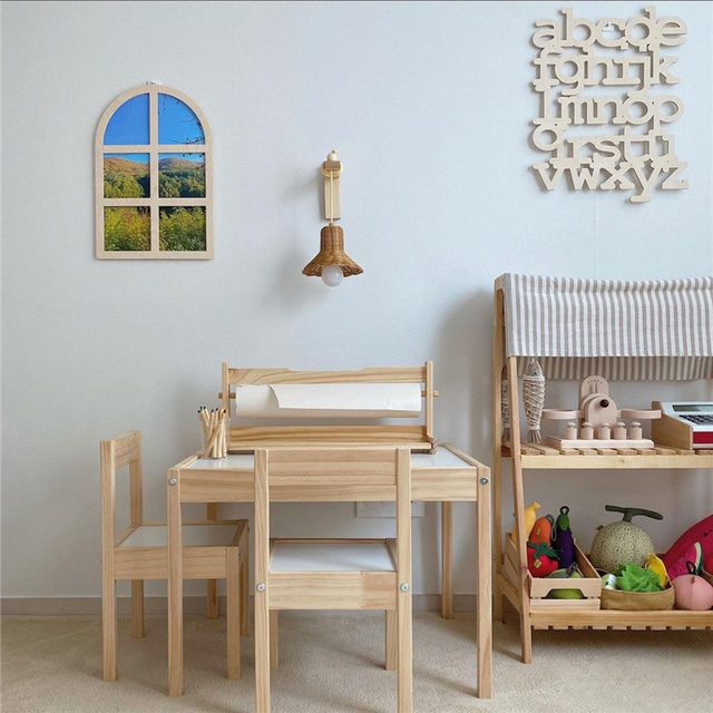 Drewniane puste okno z alfabetem - wystrój pokoju dziecka, dekoracja ściany domu - Wianko - 14