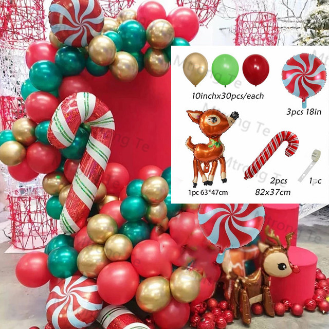 Zestaw wesołych świąt - dekoracje balonowe DIY, cukierki foliowe, balony noworoczne 2022 - Wianko - 8