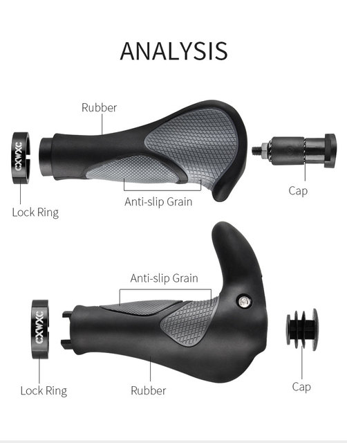 Wygodne uchwyty rowerowe CXWXC TPR gumowe zintegrowane MTB rękojeści kierownicy roweru górskiego - Wianko - 4