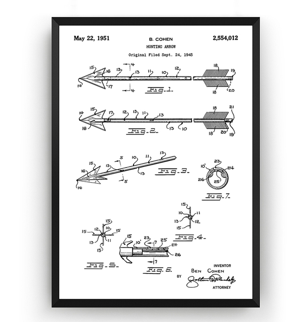 Plakat na płótnie Vintage Strzały na Polowania z 1951 Roku Patent Blueprint - Wianko - 4